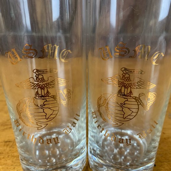 USMC Marine Corps Birthday Ball Glasses Set of 2 - Picture 2 of 10